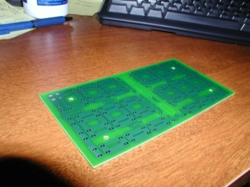 Solder layer of STOP/TAIL PCB. The PCB has 5 sections each of which can be lit individually.